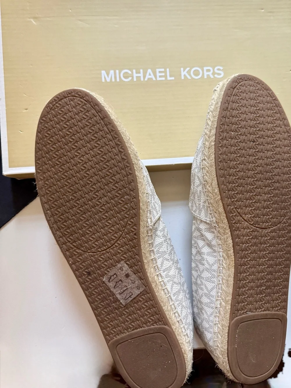 Michael Kors Neutral Beige Logo Espadrille Slip-Ons